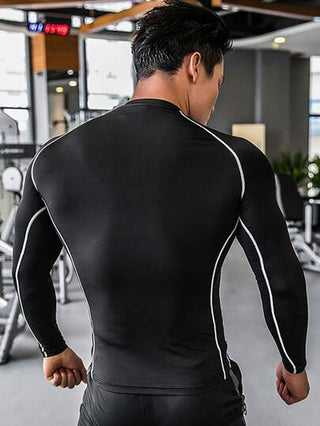 Manfinity Running ملابس علوية رياضي للرجال بأكمام راغلان بطبعة هندسية بطراز الصديق، ملابس علوية ضاغط بطراز الصديق للرجال