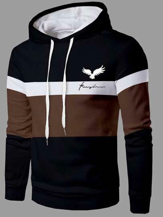 Manfinity Homme هودي طباعة نسر بألوان متباينة مع سحاب، هودي بأكمام طويلة للخروج مع طباعة جرافيكية ،هدية للأصدقاء والزوج والحبيب