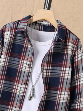 SHEIN Vacaura قميص مراهقين بطباعة المربعات بلا تي شيرت