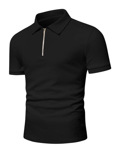 Manfinity Homme قميص بولو سحاب ربع للرجال