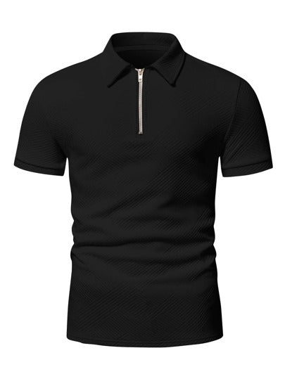Manfinity Homme قميص بولو سحاب ربع للرجال