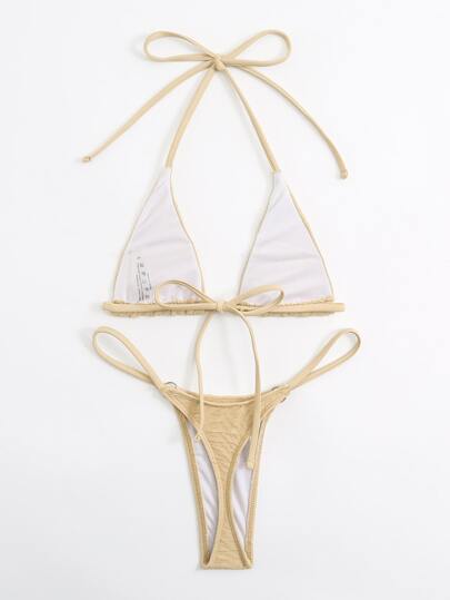 Swim SXY مجموعة بيكيني هالتر مايكرو ترايانجل ثونغ للشاطئ في الصيف