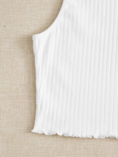 EZwear لباس علوي تانك مضلع حافة نمط الخس