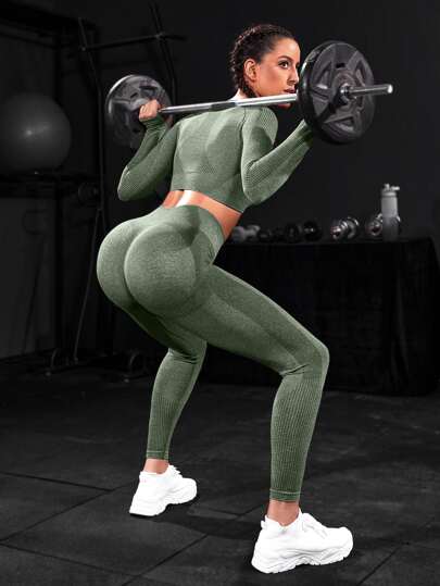 POWERISTA Powerista طقم رياضي للنساء بأكمام راجلان بلا خياطات