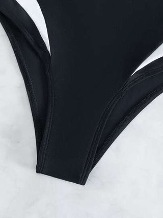 مايوه حريمي قطعة واحدة Swim ملابس سباحة قطعة واحدة شريط متباين مفتوح الكتف الواحد
