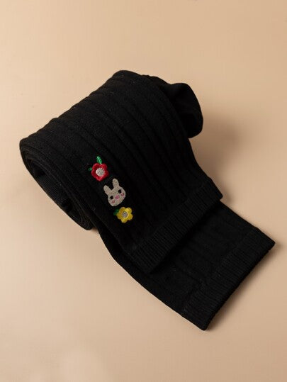 جوارب تصميم رسوم كارتون أرنب و مطرز بأزهار للبنات الصغار