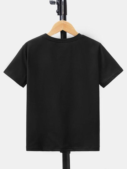 SHEIN تي شيرت كاجوال مريح للتنفس واسع مع بطباعة حروف ولد طفل