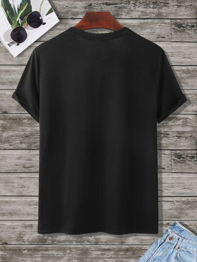 Manfinity Homme تي شيرت بجرافيك شعار وزهر للرجال