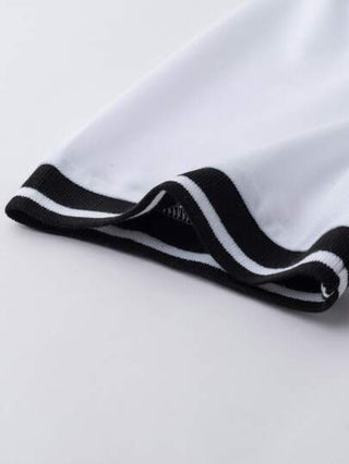 Manfinity Homme قميص بولو برقبة ملونة ونصف أزرار مع طباعة التاج وتشطيب متباين ،لارتداء كاجوال للأعمال البيضاء ، هدية للأب والصديق ، للجولف