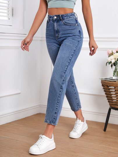 SHEIN Frenchy بنطلون جينز ام خصر عالي