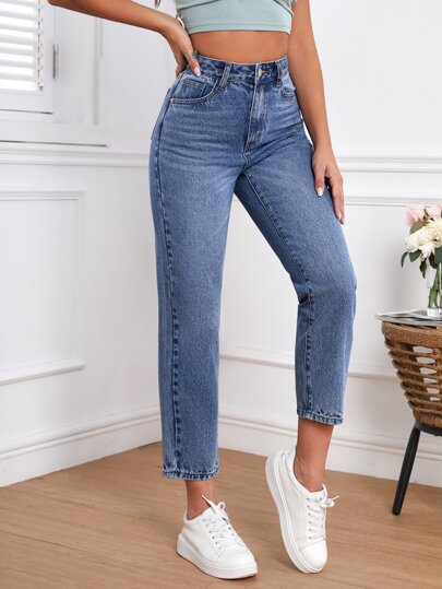 SHEIN Frenchy بنطلون جينز ام خصر عالي