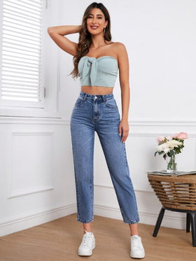 SHEIN Frenchy بنطلون جينز ام خصر عالي