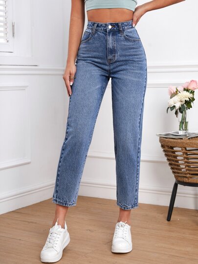SHEIN Frenchy بنطلون جينز ام خصر عالي