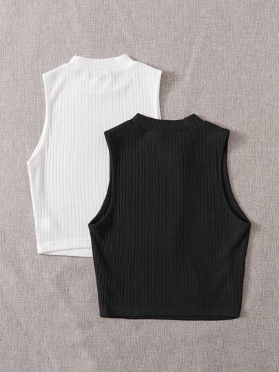 EZwear تانك توب حياكة مضلعة - 2 قطعة