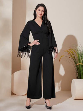 Modelyn بدسويت بساق واسع مقلم كشكش
