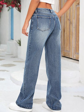 SHEIN Tall جينز بساق مستقيم جيب مائل