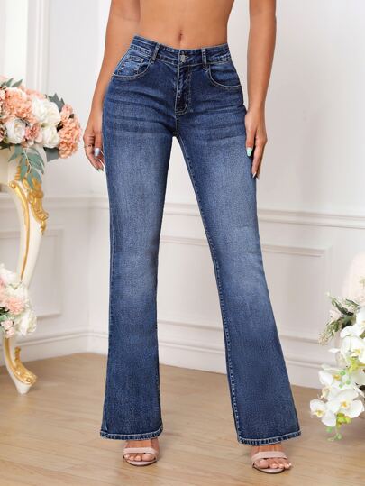 SHEIN Tall بنطلون جينز واسع من الاسفل جيب مائل
