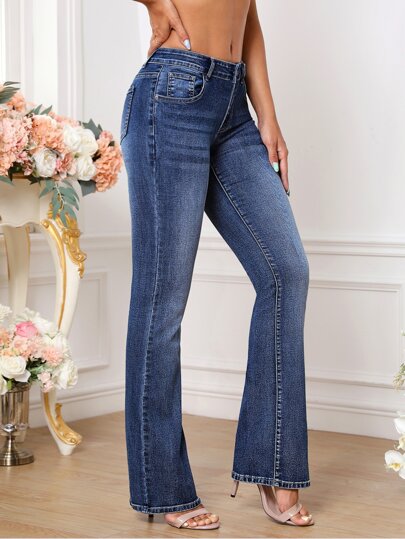 SHEIN Tall بنطلون جينز واسع من الاسفل جيب مائل