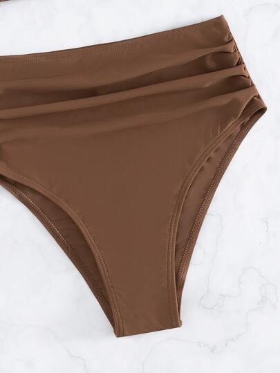 طقم تانكيني حريمي Swim موحدة اللون تانكيني سباحة طقم مقلم بكشكش سموك لباس علوي تانك & تجاعيد تحكم البطن سروال داخلي 2قطع بدلة سباحة