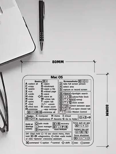 قطعة واحدة من ملصق اختصار الكمبيوتر المحمول متوافق مع MacBook 24 بوصة ، ملصقات لوحة المفاتيح