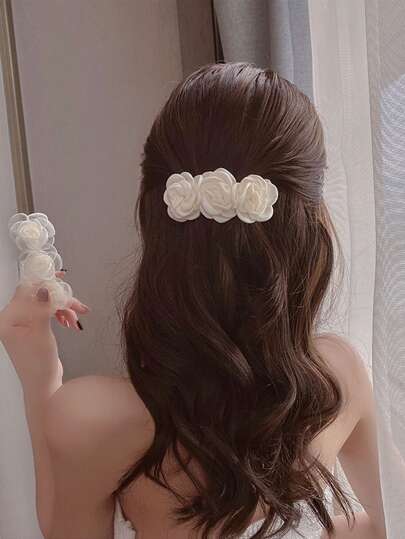 مشبك شعر مزين بالزهور 2 قطعة، إكسسوارات شعر أنيقة لعيد الحب للنساء، مشابك شعر، أغراض المدرسة، ملابس العطلات للمرأة، إكسسوارات الرأس، دبابيس الشعر