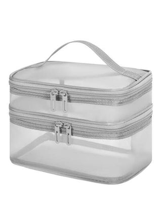 قطعة واحدة حقيبة تجميل متعددة الوظائف كبيرة السعة وذات طبقتين مع تقسيم للتخزين للنساء والفتيات، حقيبة مستحضرات التجميل حقيبة العناية بالبشرة حقيبة أدوات التجميل مكعبات للتعبئة، ضروريات السفر ضروريات الرحلات البحرية ضروريات السكن الجامعي، هدايا...