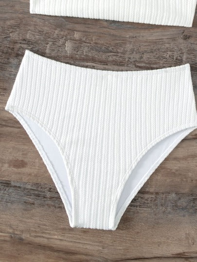 طقم تانكيني حريمي Swim مجموعة بكيني ذات الخصر العالي والربطة على الكتف للشاطئ الصيفي