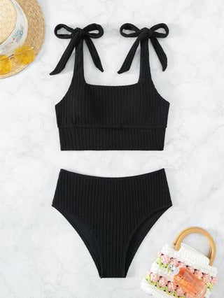 طقم تانكيني حريمي Swim محكم تانكيني سباحة طقم بربطة كتف لباس علوي & خصر عالي لباس قيعان 2قطع بدلة سباحة