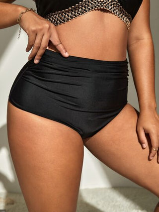 Swim Basics بلوزة سباحة ذات خصر مرتفع بتجعيد مقاس كبير للصيف
