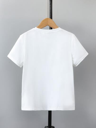 SHEIN Vacaura تي شيرت فضفاض عارضة مناسب مريح للتنفس مع بطباعة حروف ولد طفل