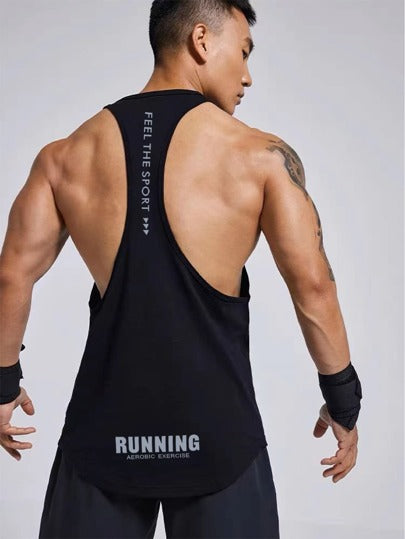 Manfinity Fitness توب رياضي بطبعة حرفية رسامة للرجال بقصة رياضية عريضة الحمالات (رسن) ،مجموعة توبات رياضية