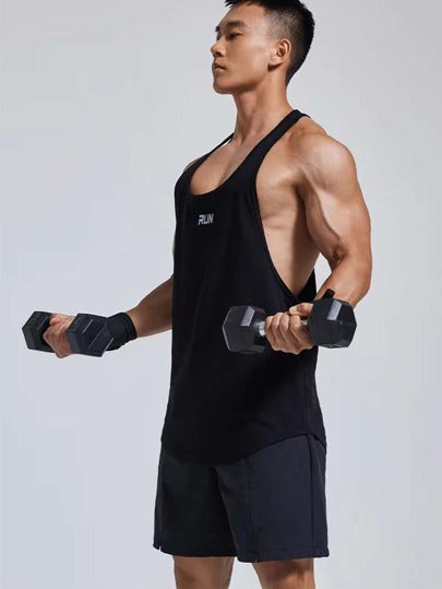 Manfinity Fitness توب رياضي بطبعة حرفية رسامة للرجال بقصة رياضية عريضة الحمالات (رسن) ،مجموعة توبات رياضية