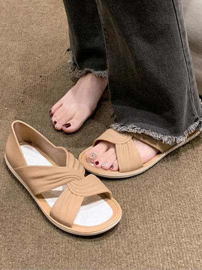 شبشب نسائي مسطح، متعدد الاستخدامات على طراز جنية، بلاستيك عصري مضاد للانزلاق، للشاطئ والماء، خفيف الوزن، صيفي