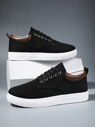 أحذية كانفاس بأربطة أمامية بسيطة للرجال، أحذية رياضية خارجية مناسبة للعب التنس