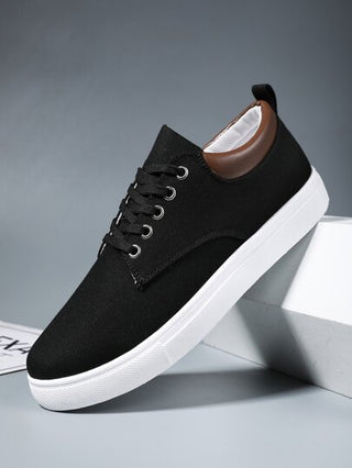 أحذية كانفاس بأربطة أمامية بسيطة للرجال، أحذية رياضية خارجية مناسبة للعب التنس