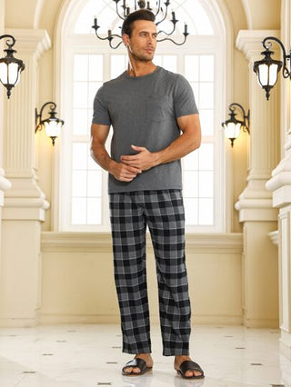 Manfinity Underwear&Sleepwear Basics طقم بيجامة / بجاما للرجال بطبعة مربعات