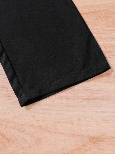 SHEIN بنطلون كاجوال بخصر عالي وتصميم فيونكة مطوية للبنات المراهقات، فضفاض، قماش مريح