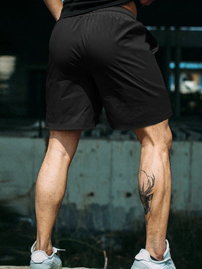 Manfinity Homme شورت جوجر بخصر رباط مطبوع عليه حرف قرن الغزال، هدية للزوج أو الحبيب