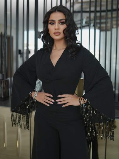 Modelyn بدسويت بساق واسع مقلم كشكش
