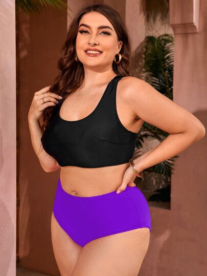 Swim Lushoire طقم بكيني مطبوع بطبعة استوائية مع غطاء للمناسبات الحجم الكبير صيفية شاطئية