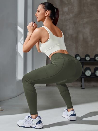 Powerista سروال رياضي للنساء مع جيب للهاتف وخصر واسع ثابت لممارسة اليوغا
