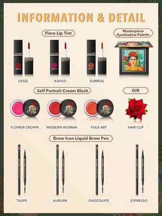 Frida Kahlo X SHEGLAM مجموعة مستحضرات التجميل Collection عيد الأب التخرج عيد الميلاد العطلة الربيع الصيف Y2K فاخر أزياء مكياج مستحضرات التجميل حفل شاطئ سفر تخييم في الهواء الطلق المدرسة الحرم الجامعي رحلة مهرجانات ديكور هدية حاضر وردة فتاة تنكر أفضل...