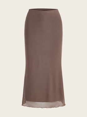 SHEIN EZwear تنورة موحدة اللون شبكي شامل