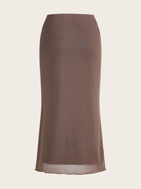SHEIN EZwear تنورة موحدة اللون شبكي شامل