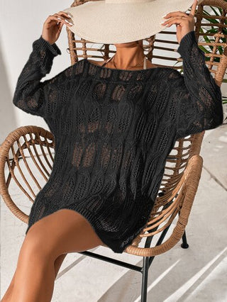 SHEIN Swim فستان ساحلي قص مجوف منخفض الاكتاف بدون بيكيني