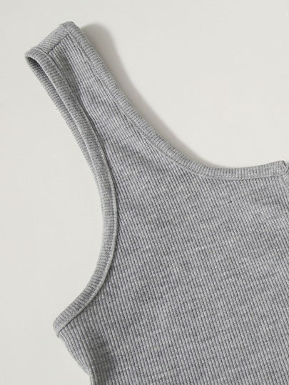 EZwear قميص بلا أكمام صيفي برقبة مقسومة وأزرار أمامية