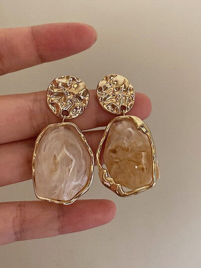 زوج من أقراط معلقة ذات لون أومبير معدني راتنجي، أنيقة للارتداء اليومي، مناسبة للحفلات والمناسبات الرسمية