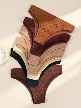 Shein Underwear&Sleepwear Basics سروال داخلي نمط القلب سلس 7 قطع