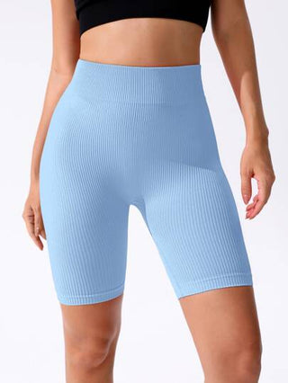Seamluxe  Sport شورت بيكر من الصوف الناعم بخصر عالي باللون الأزرق