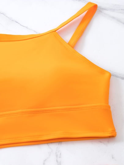 Swim Lushoire مجموعة بيكيني بأعلى حمالة رقبة وسروال قصير جانبي برباط مزين بطبعة الزهور للشاطئ في الصيف، بدلة سباحة باللون البرتقالي